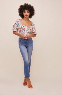 Hook & Eye Square Neck Floral Top 11 Hook & Eye Square Neck Floral Top -Outlet Cozi Luxe Store AT16087 RED MULTI FLORAL 1