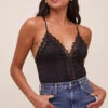 Lace Inset Bodysuit -Outlet Cozi Luxe Store AT16124 BLACK 2