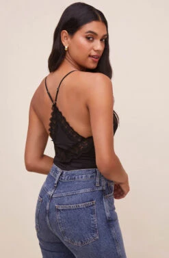 Lace Inset Bodysuit 20 Lace Inset Bodysuit -Outlet Cozi Luxe Store AT16124 BLACK 5