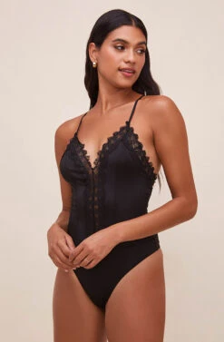 Lace Inset Bodysuit 18 Lace Inset Bodysuit -Outlet Cozi Luxe Store AT16124 BLACK 6