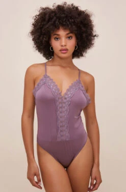 Lace Inset Bodysuit 23 Lace Inset Bodysuit -Outlet Cozi Luxe Store AT16124 LAVENDER 7