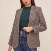 Plaid Blazer -Outlet Cozi Luxe Store AT16133 BROWNTEALPLAID 2