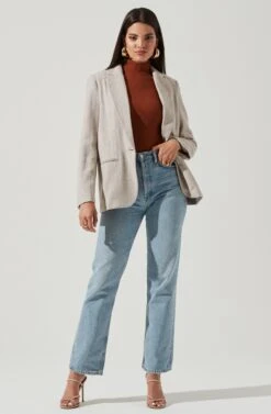 One Button Blazer 16 One Button Blazer -Outlet Cozi Luxe Store AT16133 TAUPE 1