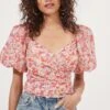 Sonnet Floral Puff Sleeve Top -Outlet Cozi Luxe Store AT16182 BLUSH REDDITSY 3