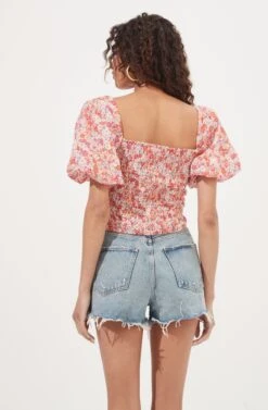 Sonnet Floral Puff Sleeve Top -Outlet Cozi Luxe Store AT16182 BLUSH REDDITSY 7