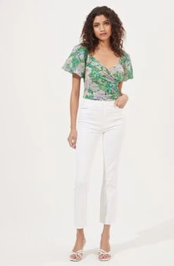 Sonnet Wrap Top -Outlet Cozi Luxe Store AT16182 GREENLILACFLORAL 2
