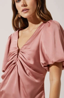 Deep V Balloon Sleeve Top -Outlet Cozi Luxe Store AT16293 DARKBLUSH 3 4513f062 713d 4074 95b5 61250f08b871