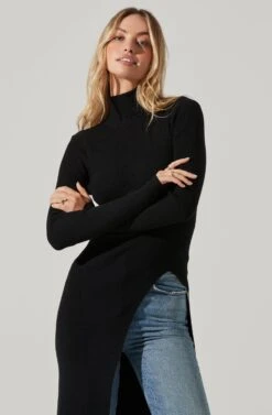 Hi Slit Turtleneck Sweater 15 Hi Slit Turtleneck Sweater -Outlet Cozi Luxe Store AT16295 BLACK 3
