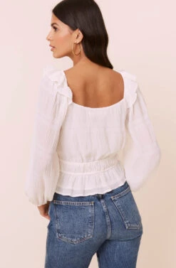 Long Sleeve Crinkle Top -Outlet Cozi Luxe Store AT16317 CREAM 4