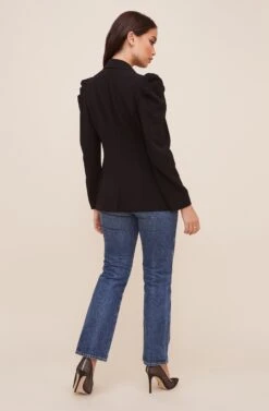 Puff Sleeve Blazer -Outlet Cozi Luxe Store AT16327 003 BLACK 4