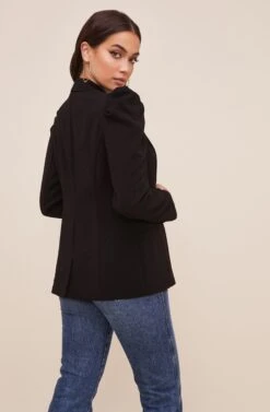 Puff Sleeve Blazer -Outlet Cozi Luxe Store AT16327 003 BLACK 5