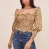 Square Neck Ruched Floral Top 1 Square Neck Ruched Floral Top -Outlet Cozi Luxe Store AT16433 IVORY MUSTARDFLORAL 4