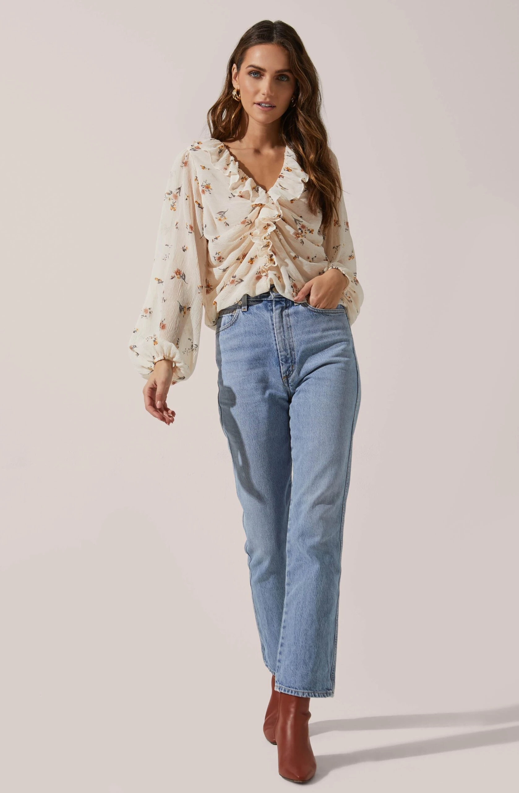 Long Sleeve Ruffle Neck Top 4 Long Sleeve Ruffle Neck Top - Image 2