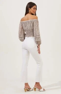 Off The Shoulder Cropped Volume Sleeve Top -Outlet Cozi Luxe Store AT16510 LIGHTGREYDITSY 4
