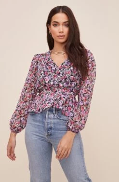 Wrap Front Long Sleeve Top