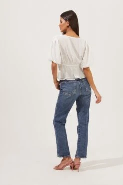 Bubble Sleeve Smocked Top 18 Bubble Sleeve Smocked Top -Outlet Cozi Luxe Store AT16720 003 WHITE 5