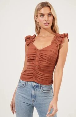 Ruched Button Front Top