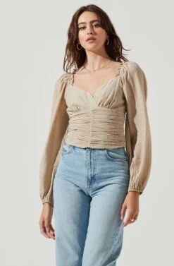 Swiss Dot Puff Sleeve Top