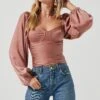 Long Sleeve Milkmaid Top 2 Long Sleeve Milkmaid Top -Outlet Cozi Luxe Store AT16942 DARKBLUSH 3