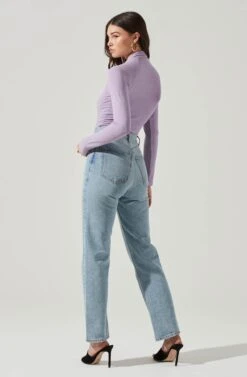 Long Sleeve Cutout Bodysuit -Outlet Cozi Luxe Store AT16961 PURPLE 6
