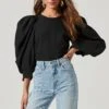 Bubble Half Sleeve Top -Outlet Cozi Luxe Store AT16983 BLACK 7