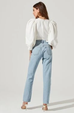 Bubble Half Sleeve Top -Outlet Cozi Luxe Store AT16983 WHITE 1385