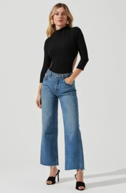 Somerset Mock Neck Cutout Bodysuit -Outlet Cozi Luxe Store AT17047 BLACK 1 143807e3 1114 446b 86ea 087f3480459e