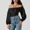 Long Sleeve Cinch Center Convertible Neckline Bodysuit -Outlet Cozi Luxe Store AT17059 BLACK 1392 889ed177 1cc3 471f a261 1723b1b9352c