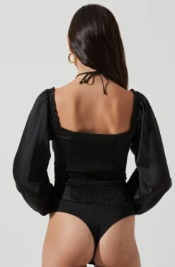Long Sleeve Cinch Center Convertible Neckline Bodysuit -Outlet Cozi Luxe Store AT17059 BLACK 1415 235f425e 51de 474b 9362 714acd2c6909