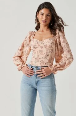 Long Sleeve Sweetheart Neck Top