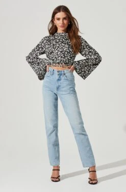 Long Sleeve Back Cutout Tie Waist Top -Outlet Cozi Luxe Store AT17082 BLACKDAISY 2034