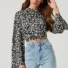 Long Sleeve Back Cutout Tie Waist Top -Outlet Cozi Luxe Store AT17082 BLACKDAISY 2045