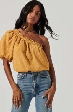 Jacquard One Sleeve Top -Outlet Cozi Luxe Store AT17151 MUSTARD 0887