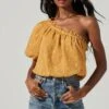 Jacquard One Sleeve Top -Outlet Cozi Luxe Store AT17151 MUSTARD 0889