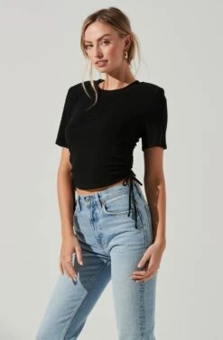 Cinched Side Crop Tee