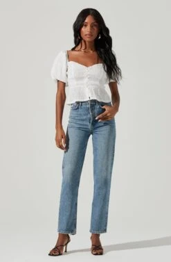 Bubble Short Sleeve Button Front Top -Outlet Cozi Luxe Store AT17188 WHITE 0981