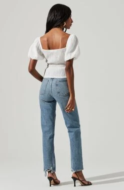 Bubble Short Sleeve Button Front Top -Outlet Cozi Luxe Store AT17188 WHITE 0994