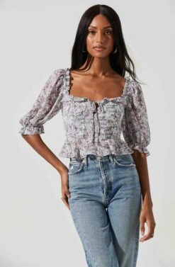 Half Sleeve Floral Back Cutout Top -Outlet Cozi Luxe Store AT17198 BLUEPURPLEDITSY 0534 42b90c52 ff19 4a09 a7c2 a92172111018