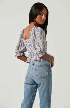 Half Sleeve Floral Back Cutout Top -Outlet Cozi Luxe Store AT17198 BLUEPURPLEDITSY 0542 97bcc3e5 4bf9 4685 a73a 2548802caac8