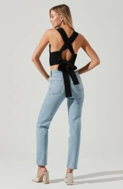 Tie Back Sweater Tank Top 16 Tie Back Sweater Tank Top -Outlet Cozi Luxe Store AT17237 BLACK