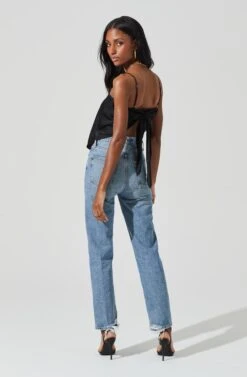 Tie Back Square Neck Cami -Outlet Cozi Luxe Store AT17242 BLACK 6