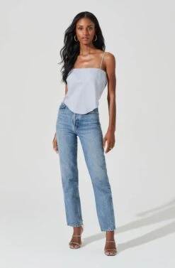 Tie Back Square Neck Cami -Outlet Cozi Luxe Store AT17242 BLUESILVER 1