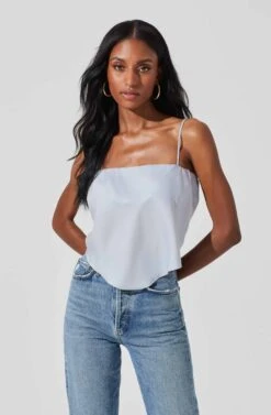 Tie Back Square Neck Cami -Outlet Cozi Luxe Store AT17242 BLUESILVER 3