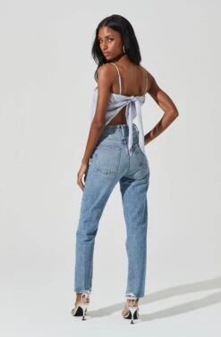 Tie Back Square Neck Cami -Outlet Cozi Luxe Store AT17242 BLUESILVER 6