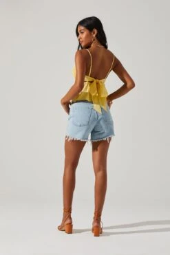 Pleated Linen Cami -Outlet Cozi Luxe Store AT17248B YELLOW 4