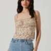 Pleated Floral Linen Cami