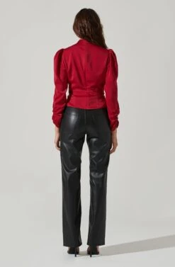 Twist Mock Neck Top 24 Twist Mock Neck Top -Outlet Cozi Luxe Store AT17289 WINE 4