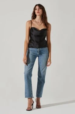 Satin Cowl Neck Cami 23 Satin Cowl Neck Cami -Outlet Cozi Luxe Store AT17502 BLACK 1