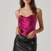 Satin Cowl Neck Cami -Outlet Cozi Luxe Store AT17502 FUCHSIA 2