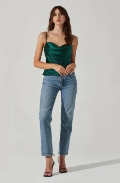 Satin Cowl Neck Cami 19 Satin Cowl Neck Cami -Outlet Cozi Luxe Store AT17502 GREEN 1